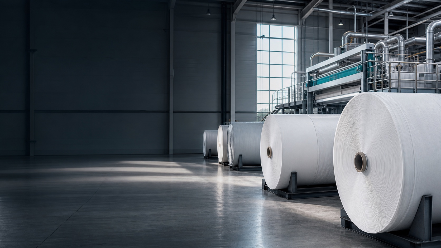 Large nonwoven rolls in a modern LitFiber production facility